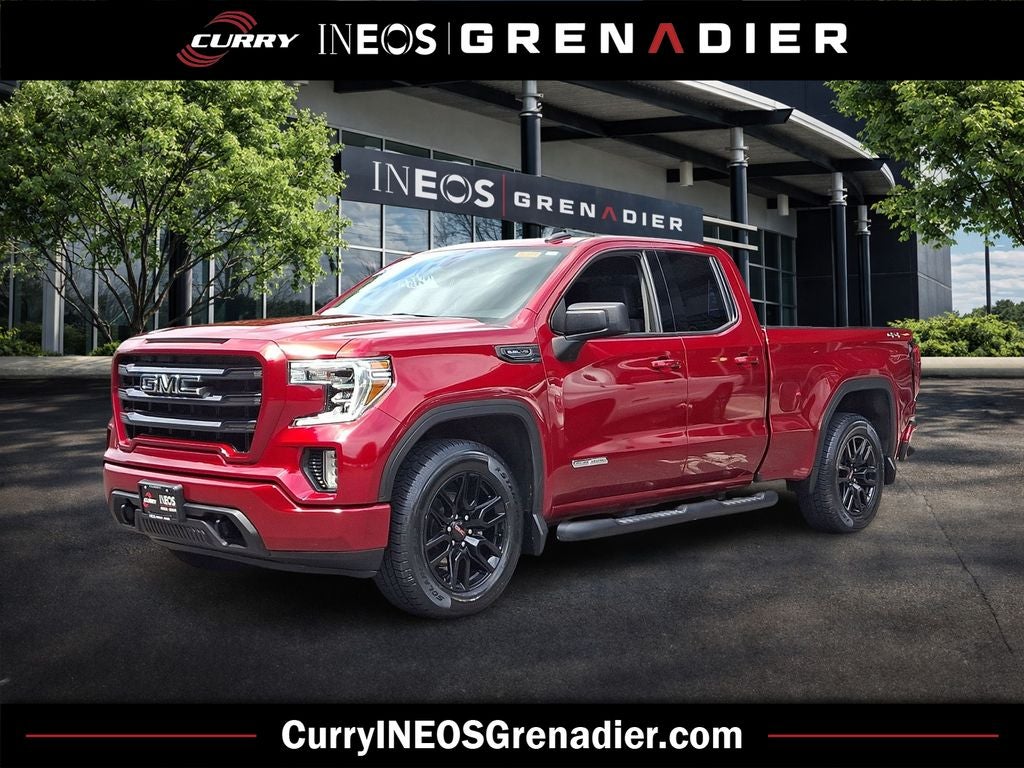 2021 GMC Sierra 1500 Elevation in Cayenne Red Tintcoat — front three-quarter view