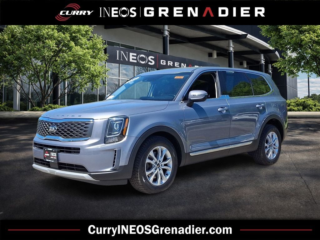 2020 Kia Telluride LX in Everlasting Silver — front three-quarter view