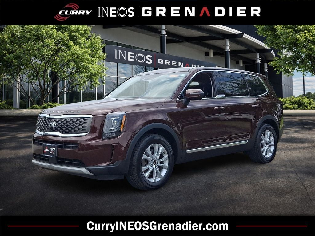 2020 Kia Telluride LX in Sangria — front three-quarter view