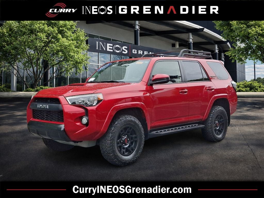 2017 Toyota 4Runner TRD Pro in Barcelona Red Metallic — front three-quarter view