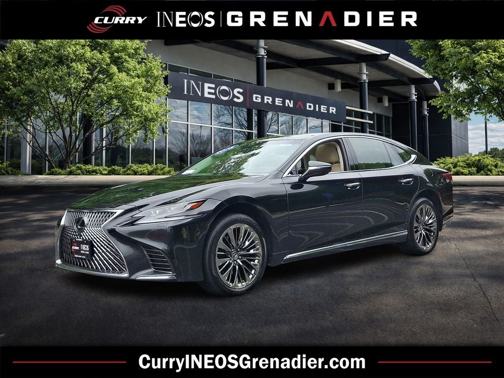 2018 Lexus LS 500 Base in Caviar — front three-quarter view