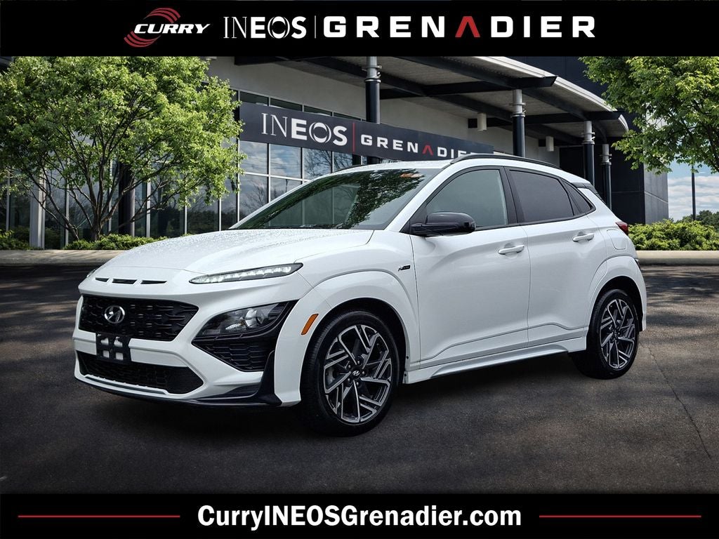 2023 Hyundai Kona N Line in Lunar White — front three-quarter view