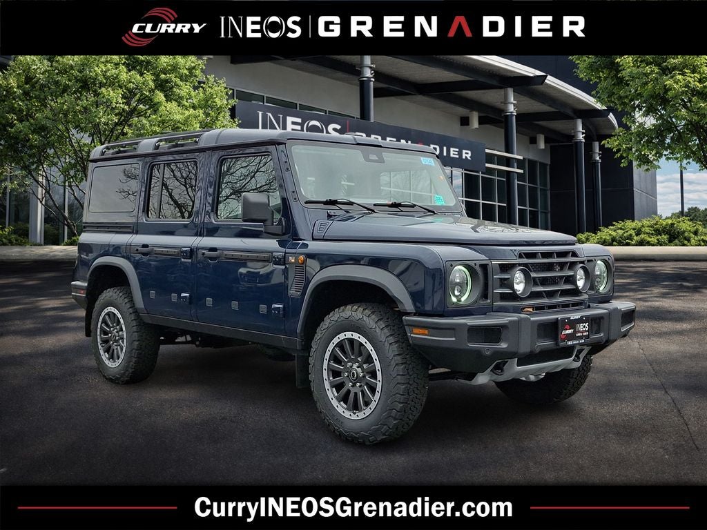 2025 INEOS Grenadier Station Wagon Fieldmaster Edition in Britannia Blue — front three-quarter view